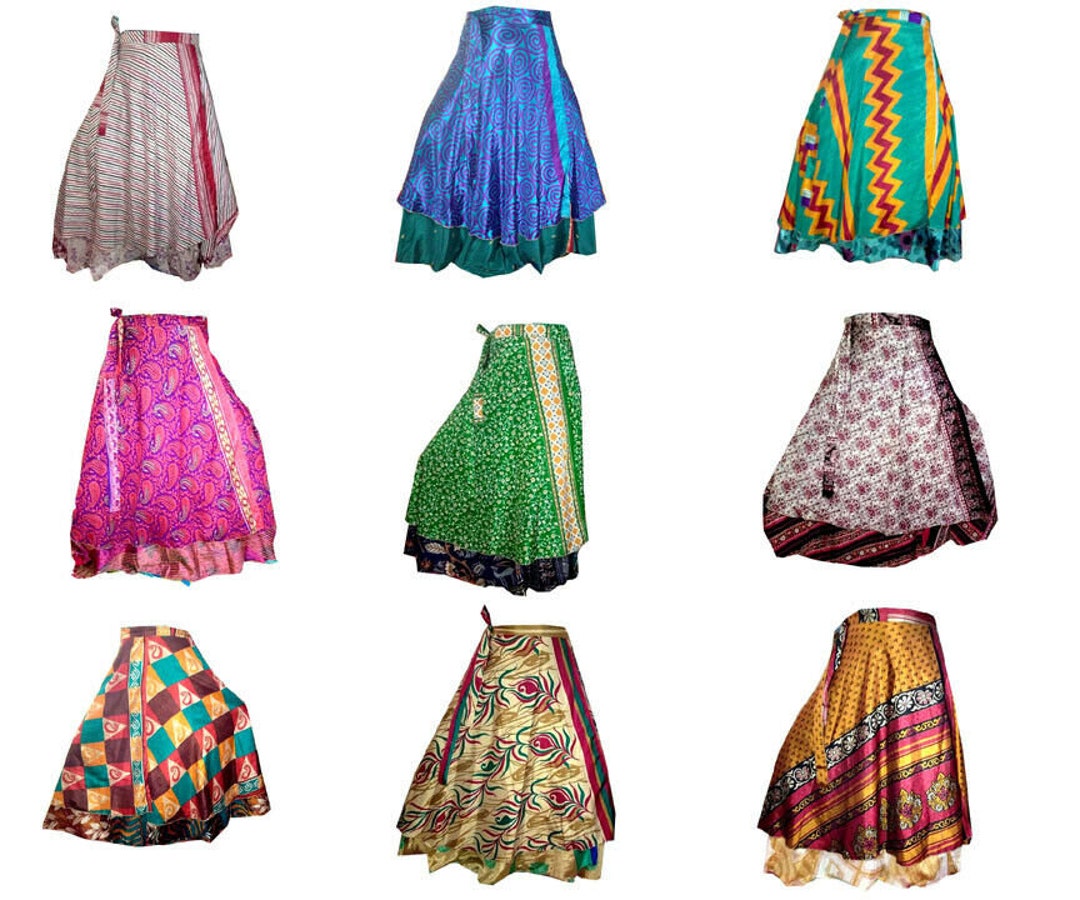 Wrap Skirt Indian Silk Saree Bohemian Magic Women Dress Etsy