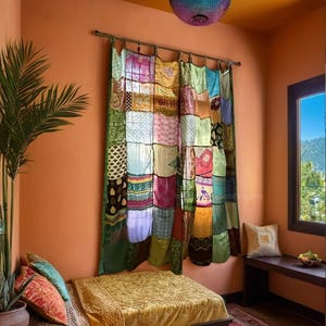 Handmade Recycled Sari Window Curtains – Colorful Eco-Friendly Drapes for Your Home