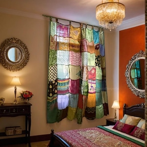 Handmade Silk Saree Curtains Traditional Indian Window Treatments with Elegant Designs