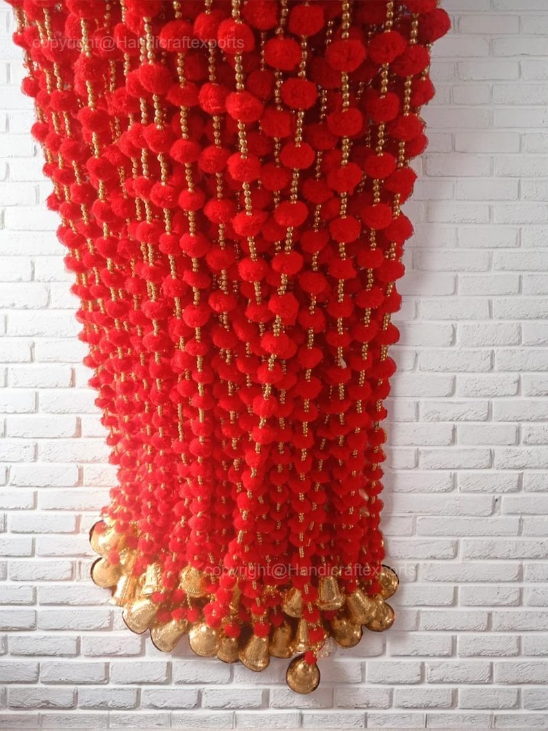 Bell String Garland for Decoration Wedding & Party Backdrop String, Pom ...