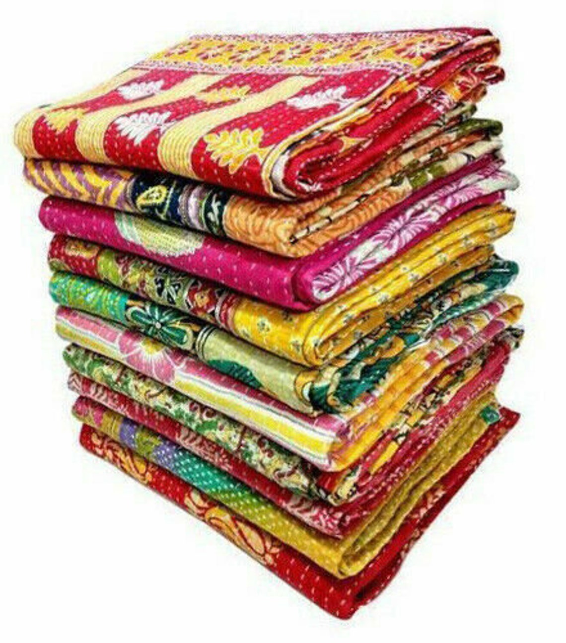 5 Pc Wholesale Throw Blanket Bedding Indian Lot Vintage Kantha Etsy