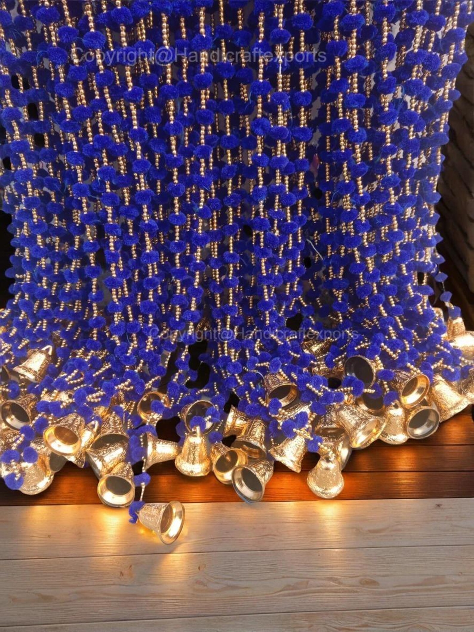 Multicolour Pom Pom String Indian Decor Pom Pom Bells Strings Garland ...