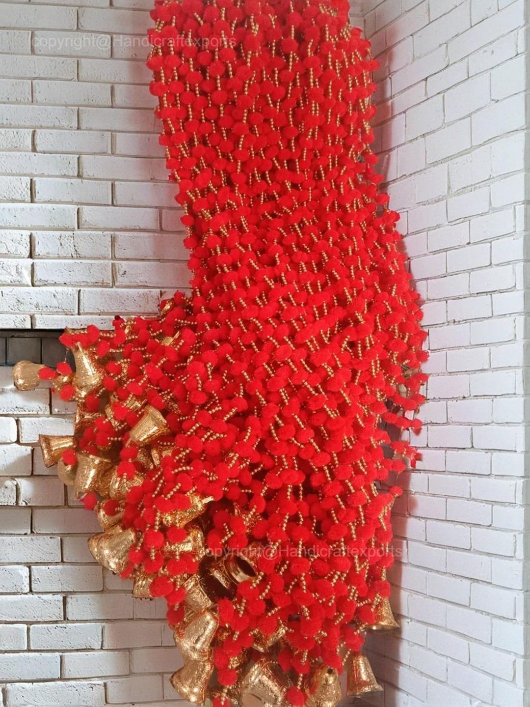 100 Pc Pom Pom Bell String Garland for Diwali and Christmas Decoration ...