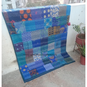 vintage handmade patchwork quilt handmade Patchwork Quilt Kantha Quilt Handmade Vintage Quilts Boho King Size Bedding Throw Blanket