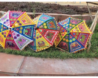 10 stuks Indiase decoratieve geborduurde parasolparaplu