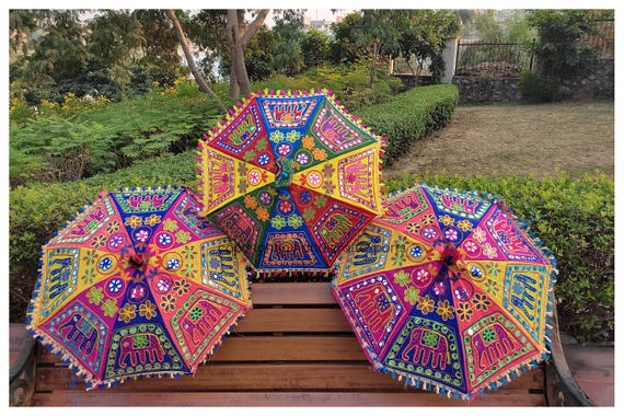 Indian Elephant Embroidered Sun Shade Garden Umbrella At ₹ 2000/piece | Square Umbrella In Jaipur | ID: 21147538997 - Foto 11