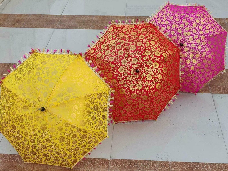 Indian Decorative Umbrellas Wedding Handmade Embroidery Women Parasol Boho 10 PC
