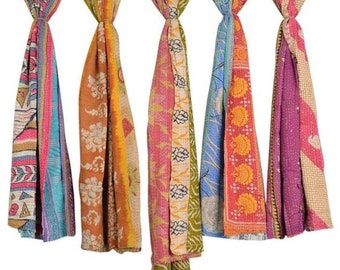 Set Of 5  Pc Indian Handmade Stole Scarf Kantha Scarf Wholesale Kantha Shawls Reversible Kantha Stole Dupatta Scarves Women's Neck Wrap