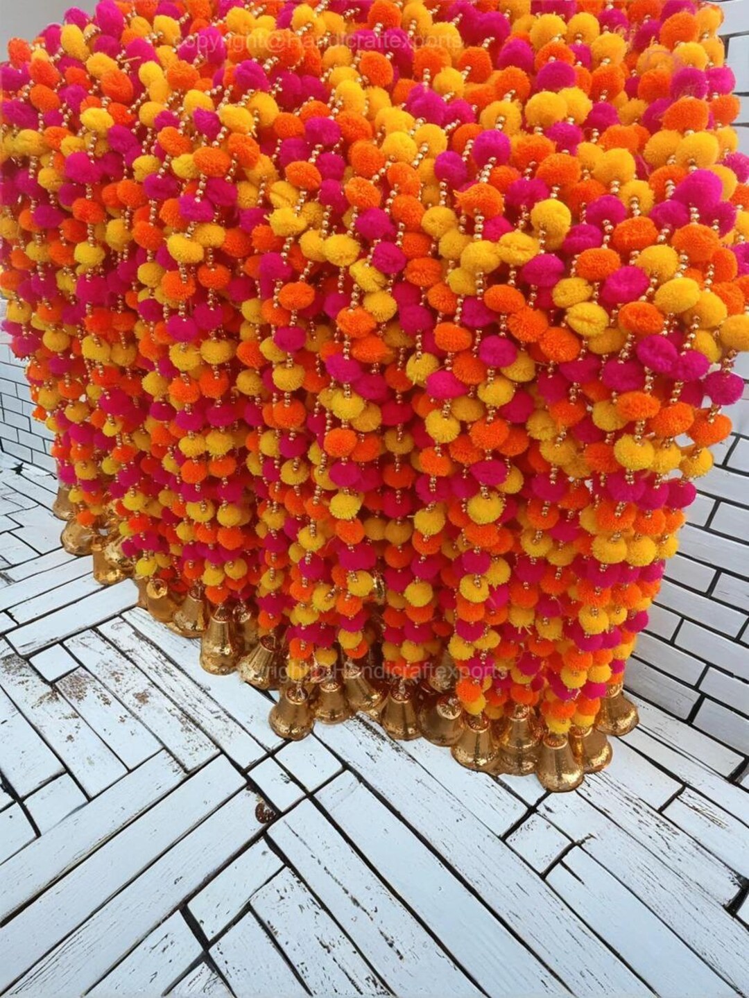 Bell String Garland for Decoration Wedding & Party Backdrop String, Pom ...