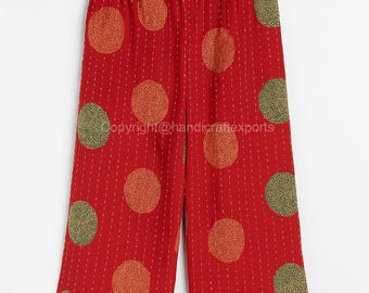 Pantalones Kantha al por mayor / Pantalones boho de algodón hechos a mano / Pantalones vintage de patchwork de sari