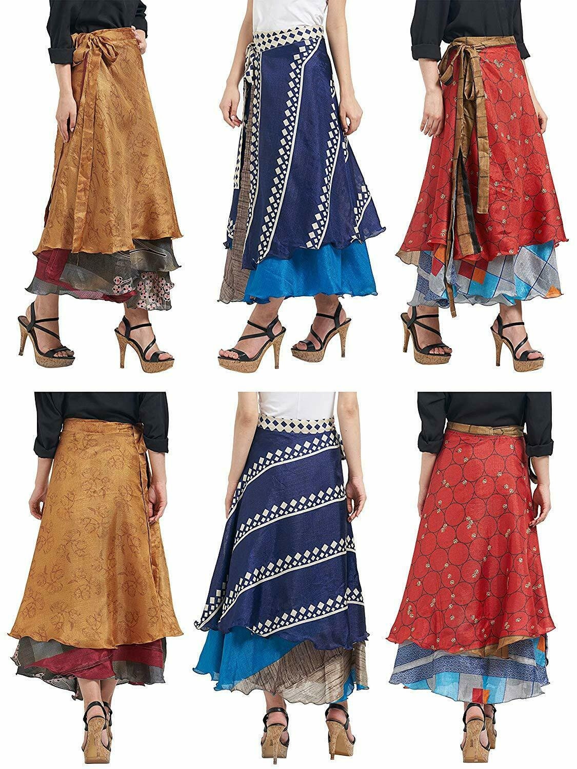 10 PC Indian Vintage Silk Skirts Women Long Bohemian Beautiful Etsy