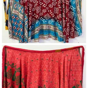 5 Pc Lot  Indian vintage silk wrap skirt women beach skirt boho skirt magic double layer skirts for  Indian Wrap Skirt Silk skirt