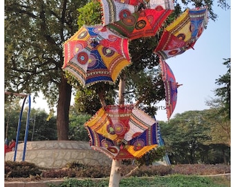 Wholesale ( Lot of 20 PC ) Traditional Indian Decorative Designer Colorful, Ethnic, Patch work, Embroidered Umbrella  Lot