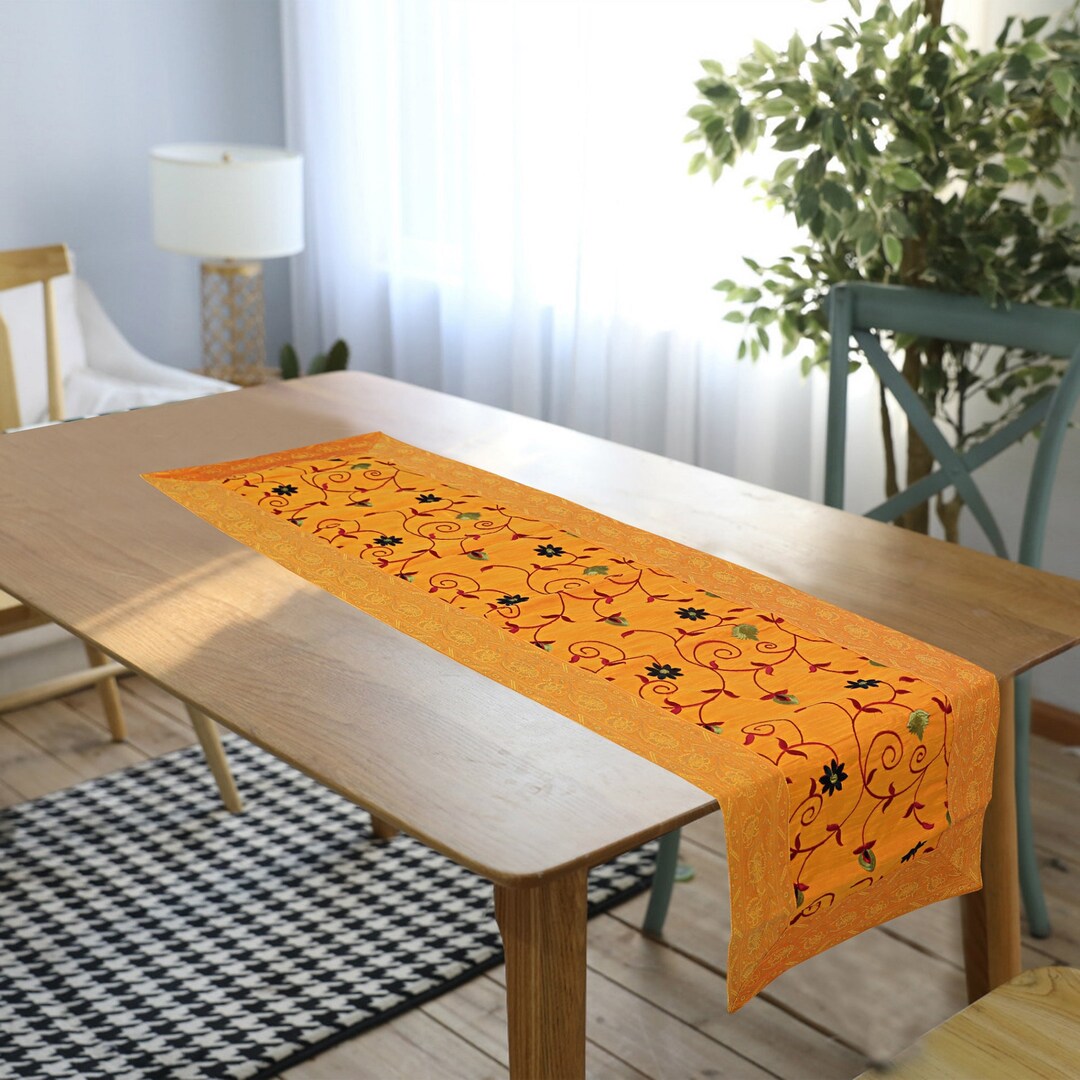 Indian Table Runner Room Decor Cloth Embroidered Patchwork Cotton