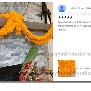 100 Pc SALE ON Indian Mix Color Artificial Decorative Deewali Marigold Flower Garland Strings for Christmas Wedding Party Decoration Diwali zdjęcie 2