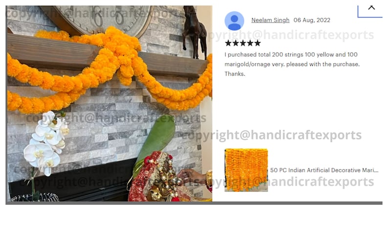 100 pezzi in vendita su colore indiano mix decorativo artificiale Deewali ghirlanda di fiori di calendula corde per la decorazione della festa nuziale di Natale Diwali immagine 2