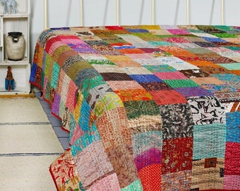 Details about   Newly-Queen Sized Indian Handmade Bedspread Kantha-Work Quilt Cotton Bed-Cover 