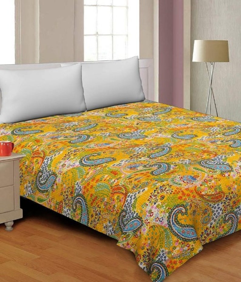 Bohemian Patchwork Quilt Kantha Quilt Handmade Vintage Quilt Etsy