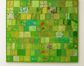 Vintage Sari Patchwork Tapestry – Colorful Boho Wall Art Decor