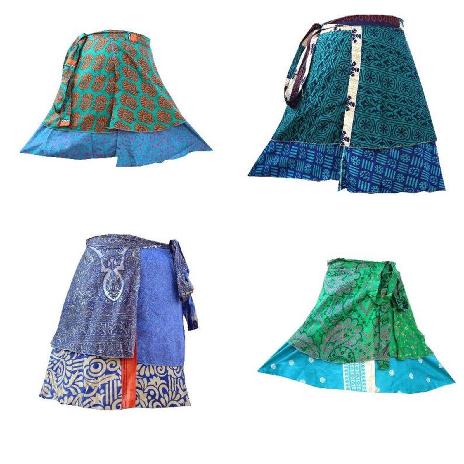 5 Pc Lot Indian Vintage Silk Wrap Skirt Women Beach Skirt Boho | Etsy