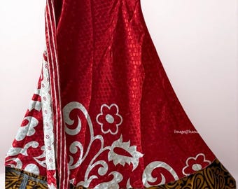 Wholesale Lot Indian Vintage Silk Wrap Skirt Printed Women Vintage Dress 36 Inch Long Wrap Skirt Indian Silk Saree Bohemian Magic Dress