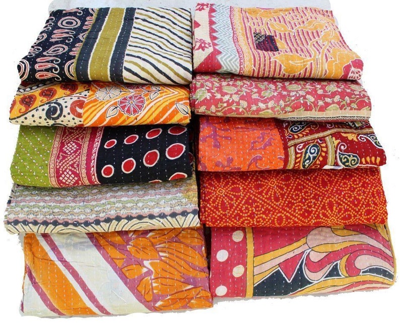 Wholesale Lot 5 Pieces Vintage Kantha Indian Reversible Cotton Etsy