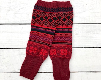 Crimson Red Leg Warmers • Knitted Chunky Boot Cuffs • Boho Style Leg Warmers