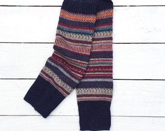 Knitted Blue Leg Warmers • Chunky Wool Blend Boot Cuffs