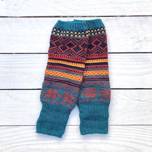 Boho Blue Leg Warmers • Knitted Chunky Boot Cuffs • Hippy Style Leg Warmers