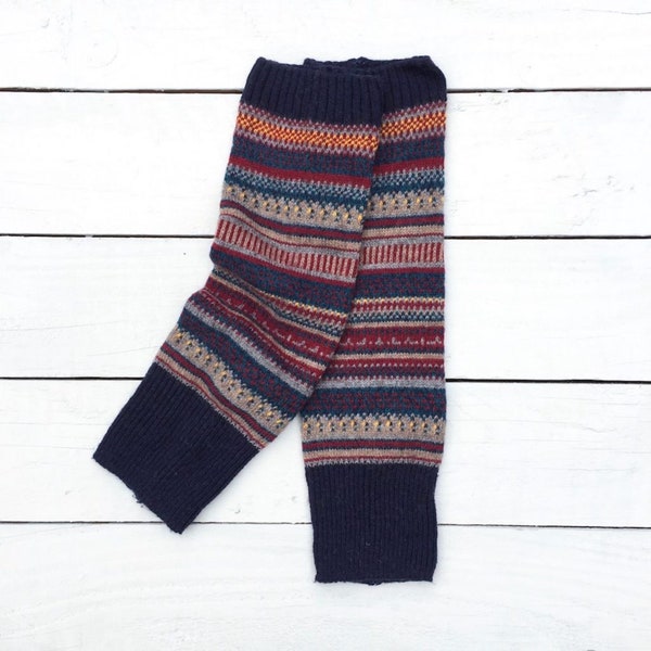 Cornish Rockpool Fair Isle Leg Warmers • Knitted Chunky Boot Cuffs • Boho Style Leg Warmers