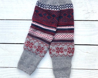 Bohemian Grey Leg Warmers • Knitted Chunky Boot Cuffs • Boho Style Leg Warmers