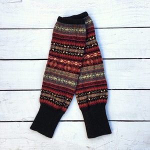 Fair Isle Black Leg Warmers Knitted Chunky Boot Cuffs Bohemian Style Leg Warmers image 2