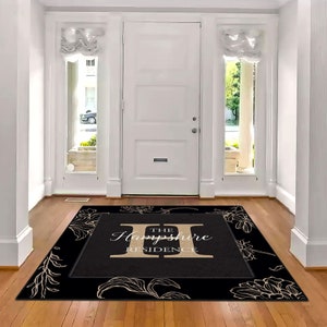 Family Name Entry Rug Personalized Entryway Rug Entrance Rug for Inside House Indoor Welcome Mat No Pile Non Slip Machine Washable AR300-06