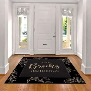 Family Name Entry Rug Personalized Entryway Rug Entrance Rug for Inside House Indoor Welcome Mat No Pile Non Slip Machine Washable AR300-01