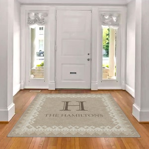 Family Name Entry Rug Personalized Entryway Rug Entrance Rug for Inside House Indoor Welcome Mat No Pile Non Slip Machine Washable AR217-05