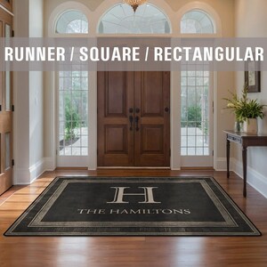 Family Name Entryway Rug Personalized Entry Rug for Inside House Indoor Custom Entrance Mat Low Pile Non-Slip Machine Washable EW027-05