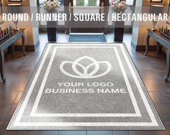 Logo Rug Custom Business Indoor Rug Your Design Entryway Entry Entrance Rug Store Office Welcome Low Pile Non Slip Machine Washable EW040