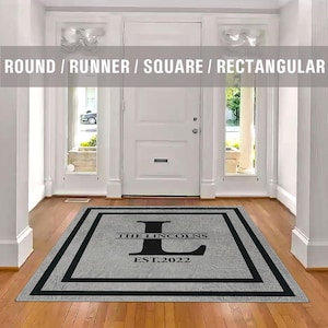 Family Name Entry Rug Personalized Entryway Rug Entrance Rug for Inside House Indoor Welcome Mat Low Pile Non Slip Machine Washable AR212-09