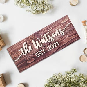 Family Name Sign, Last Name Sign, Establish Sign, Personalized Wedding Gift, Custom Housewarming Gift, MDF Wood Farmhouse Wall Decor FNS