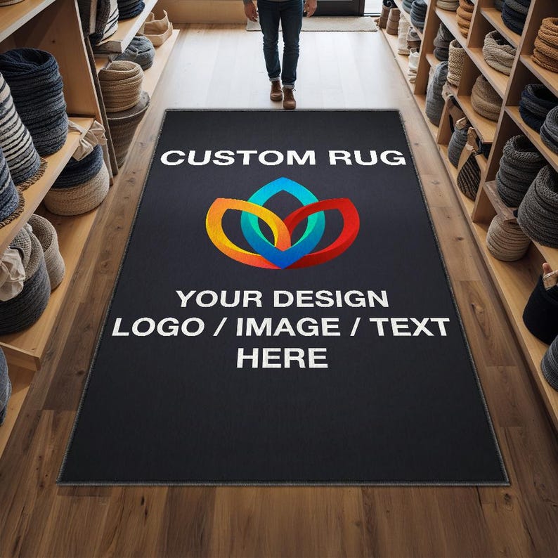 Logo Rug Custom Business Indoor Rug Your Design Entryway Entry Entrance Rug Store Office Welcome Low Pile Non Slip Machine Washable EW039 画像 7