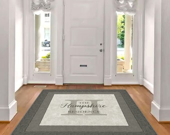 Family Name Entry Rug Personalized Entryway Rug Entrance Rug for Inside House Indoor Welcome Mat No Pile Non Slip Machine Washable AR209-06