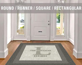 Family Name Entry Rug Personalized Entryway Rug Entrance Rug for Inside House Indoor Welcome Mat Low Pile Non Slip Machine Washable AR209-09