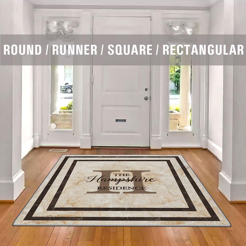 Family Name Entry Rug Personalized Entryway Rug Entrance Rug for Inside House Indoor Welcome Mat Low Pile Non Slip Machine Washable AR304-06