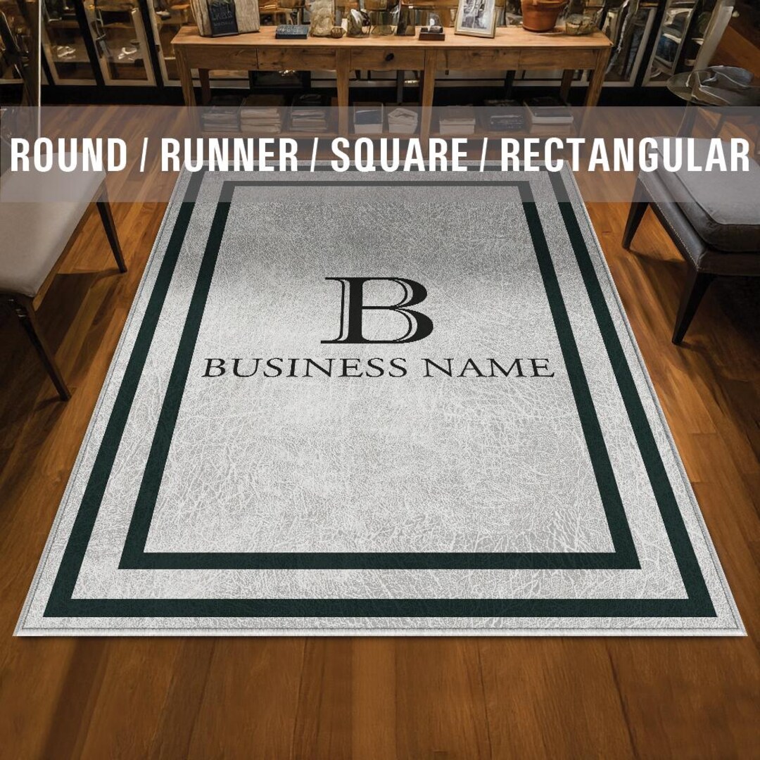 Business Name Monogram Indoor Rug Your Design Entryway Entry Custom ...