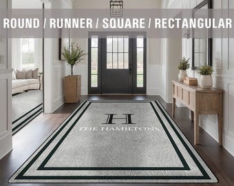 Family Name Entry Rug Personalized Entryway Rug Entrance Rug Inside House Indoor Welcome Mat Low Pile Non Slip Machine Washable AR212-05-A