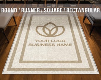 Logo Rug Custom Business Indoor Rug Your Design Entryway Entry Entrance Rug Store Office Welcome Low Pile Non Slip Machine Washable EW040