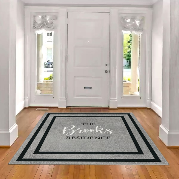 Family Name Entry Rug Personalized Entryway Rug Entrance Rug for Inside House Indoor Welcome Mat No Pile Non Slip Machine Washable AR212-01