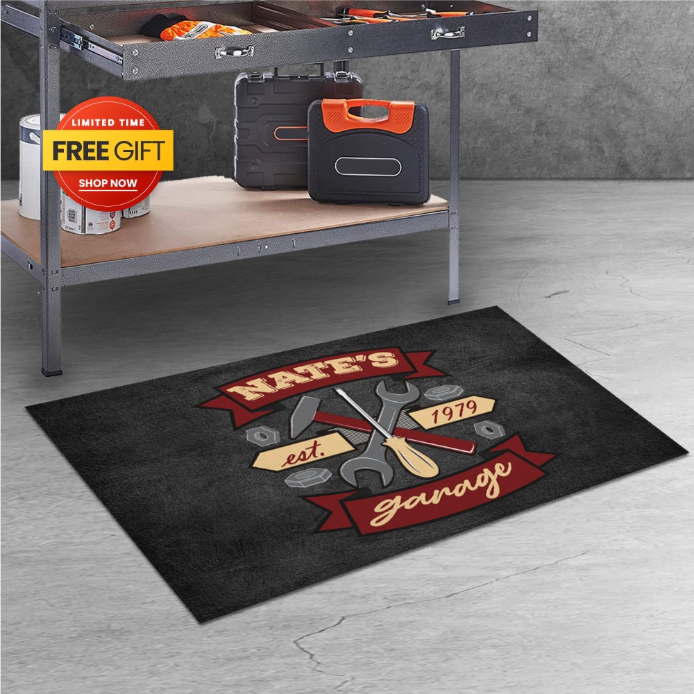 Mechanic Garage Door Mat, Auto Repair Shop Door Mat, Garage Door Mat,  Customize Garage Doormats, 