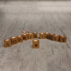 Love Candles Letter Personalized Wooden Blocks Tealight Candle Holder Rustic Farmhouse Decor Custom Alphabet Blocks Personalized Wood