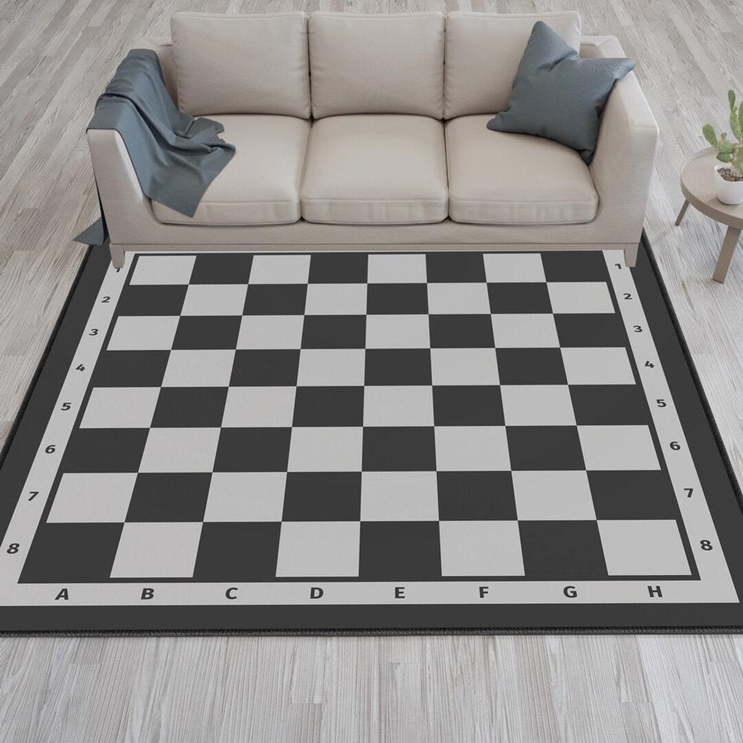 Chessboard Rug, Checkered Game Play Rug, Educational Rug, Checkmate ...